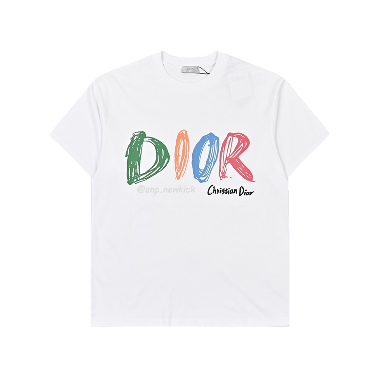 Dior Hand Drawn Logo Graffiti Inspired Short Sleeved T Shirt (4) - newkick.vip